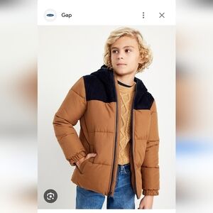 Kids Tan and Navy Puffer Jacket